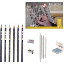 Faber-Castell Faber Castel Eskiz Başlangıç Seti 2 + Dereceli Kalem + A5 Defter + Dağıtıcı Set + Silgi + Açacak + Hamur Silgi