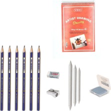 Faber-Castell Faber Castel Eskiz Başlangıç Seti 7 + Dereceli Kalem + A5 Defter + Dağıtıcı Set + Silgi + Açacak + Hamur Silgi