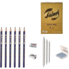 Faber-Castell Faber Castel Eskiz Başlangıç Seti 10 + Dereceli Kalem + A5 Defter + Dağıtıcı Set + Silgi + Açacak + Hamur Silgi