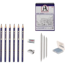 Faber-Castell Faber Castel Eskiz Başlangıç Seti 3 + Dereceli Kalem + A5 Defter + Dağıtıcı Set + Silgi + Açacak + Hamur Silgi