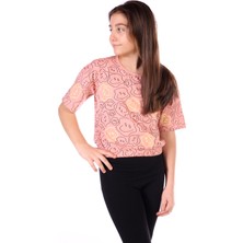 Toontoy Kids Kız Çocuk Komple Gülen Yüz Baskılı Tişört