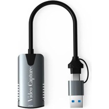 Blue Wings Type-C To USB 3.0 2in1 Video Capture Yakalama Kartı Uçlu HDMI To Type-C Pc Bilgisayar Video Adaptör Çevirici