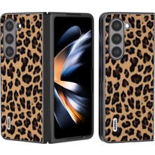 Cool-M Samsung Galaxy Z Fold5 5g Leopar Desen Kılıfı Anti-Çizgi Pu Deri + Pc Telefon Kapağı (Yurt Dışından)