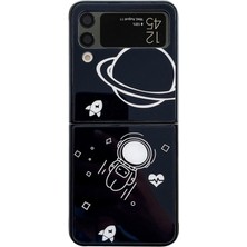 Seashell Digital Samsung Galaxy Z Flip4 Için 5g Astronot Desen Cam+Pc Telefon Kılıfı Katlanır Telefon Kapak Black (Yurt Dışından)