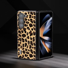 Cool-M Samsung Galaxy Z Fold5 5g Leopar Desen Kılıfı Anti-Çizgi Pu Deri + Pc Telefon Kapağı (Yurt Dışından)