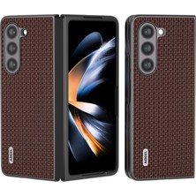 Cool-M Samsung Galaxy Z Fold5 5g Arka Kapak Cowhide Deri+Pc Şok Geçirmez Telefon Kasası (Yurt Dışından)