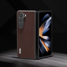 Cool-M Samsung Galaxy Z Fold5 5g Arka Kapak Cowhide Deri+Pc Şok Geçirmez Telefon Kasası (Yurt Dışından)