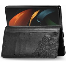 Cool-M Samsung Galaxy Z Fold2 5g Mandala Desen Kabartmalı Pu Deri Deri Cüzdan Folio Kılıf Stand Şok Geçirmez Koruma Kapağı Kayışlı (Yurt Dışından)