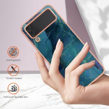 Cool-M Samsung Galaxy Z Flip4 5g Tpu Telefon Kılıfı Elektrokaplatma Anti-Damla Kılıf Yb Imd Serisi-16 Stil E 2.0mm Mermer Desen Imd Arka Kapak (Yurt Dışından)