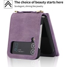 Cool-M Samsung Galaxy Z Flip4 5g Çoklu Kart Yuvası Zipper Cep Kickstand Pu Deri Telefon Kapağı Omuz Kayışı (Yurt Dışından)