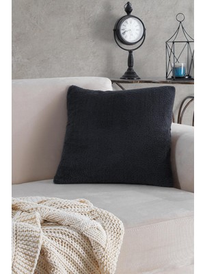 MaisonArt Sofa | 1 Adet Antrasit Renk Welsoft Kırlent Kılıfı Yastık Kılıfı 44 x 44 cm