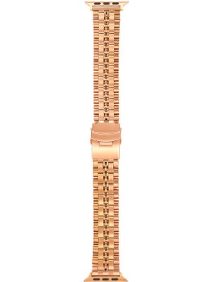 Case Street Apple Watch 6 44 mm Kordon Mat Parlak Şerit Bakla Desenli KRD54 Bronz