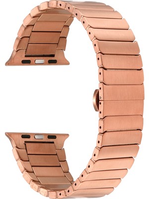 Gpack Apple Watch Se 44MM Kordon Alüminyum Alaşım Çizgi Desenli KRD79 Bronz