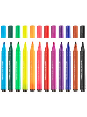 Bigpoint Jumbo Üçgen Keçeli Kalem 12'li Set (Plastik Kutulu)