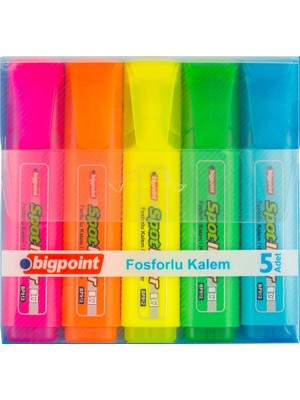 Bigpoint Spotliner Highlighter Fosforlu Kalem 5'li Set