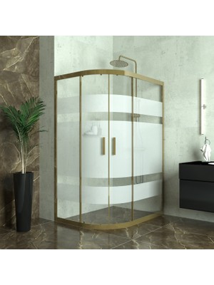 Tekno Duşakabin Bronze Sirius 6 mm Kumlamalı Cam Asimetrik Oval Duşakabin