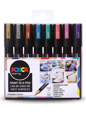 Uni Posca Marker Pc-5m (1.8-2.5mm) 8'li Metalik Set