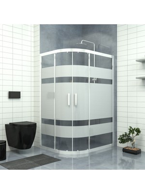 Tekno Duşakabin Silver Sirius 6 mm Kumlamalı Cam Asimetrik Oval Duşakabin