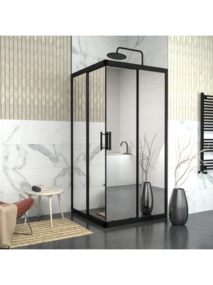 Tekno Duşakabin Black Vega 6 mm Reflekte Cam Kare Duşakabin