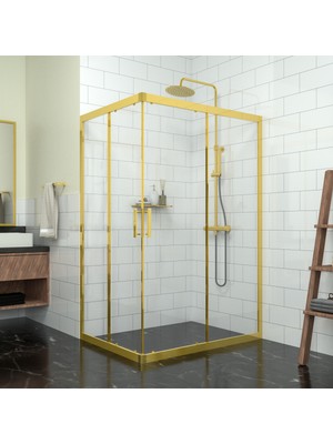 Tekno Duşakabin Gold Rigel 6 mm Şeffaf Cam Dikdörtgen Duşakabin