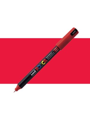 Uni Posca Kırmızı Permanent Marker Kalem 0.7mm PC-1MR 1 Adet Su Bazlı Kullanım İçin