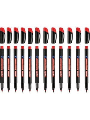 Bigpoint Permanent Marker (Asetat) Kalem M 1,0 Kırmızı 12'li Set