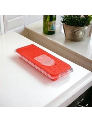 Melkan Home Buz Küpü Silikon Buz Kalıbı Yapışmaz Kolay Çıkarılabilir Buzluk 12 Küp Hazneli Turkuaz