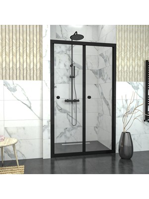 Tekno Duşakabin Black Corina  Akordiyon Şeffaf Cam Duşakabin