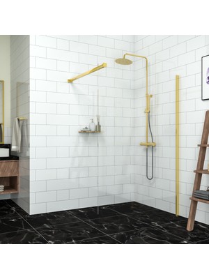Tekno Duşakabin Gold  Tetra 6mm Şeffaf Cam Seperatör Duşakabin