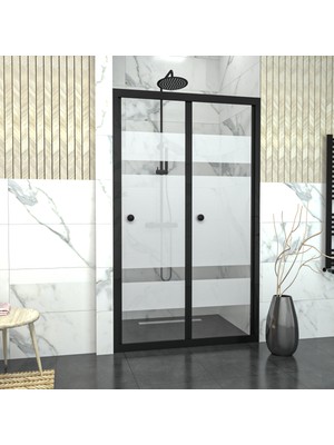 Tekno Duşakabin Black Corina Akordion Kumlamalı Cam Duşakabin