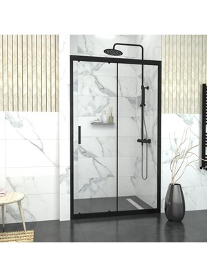 Tekno Duşakabin Tekno Black Capello Duşakabin 6 mm Temperli Cam Alüminyum Malzeme İki Duvar Arası Modern Tasarım