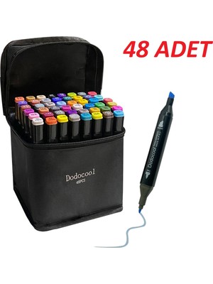 Touch Marker Art Çift Uçlu 48 Adet Kalem Seti Çantalı Premium Keçeli Boyama Kalemi
