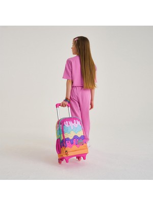 Coral High Kids Pembe Rengarenk Dondurma Desenli Çekçekli 3’lü Okul Çanta Seti SET0123931