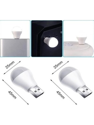 Gaman Mini USB LED Ampul Beyaz Renk Powerbank LED Ampulü 200 Lümen Süper Parlak LED Işık