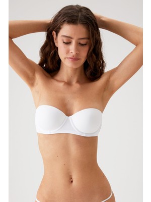 Pierre Cardin 6802 Versay Desteksiz Straplez T-Shirt Micro Sütyen Set Siyah-Beyaz Konforlu Tasarım