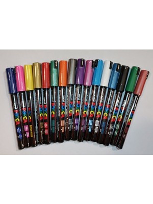 Uni Posca PC-1MR 16'lı Set Renkli Kalemler Standart İğne Uçlu 00 Renk Seçenekleri