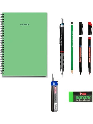 Art Tone Not Defteri Seti + Rotring 0,7 Siyah + 2 Adet Asetat + Silgi + 0,7 Uç + Kurşun Kalem