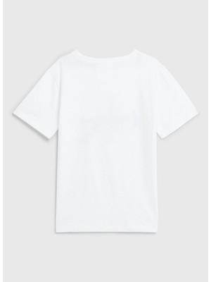 Calvin Klein Desenli Beyaz Erkek Çocuk T-Shirt IU0IU00489YAF