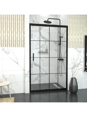 Tekno Duşakabin Black Capello 6mm Karolajlı Şeffaf Cam 1 Sabit 1 Sürgü Iki Duvar Arası Duşakabin