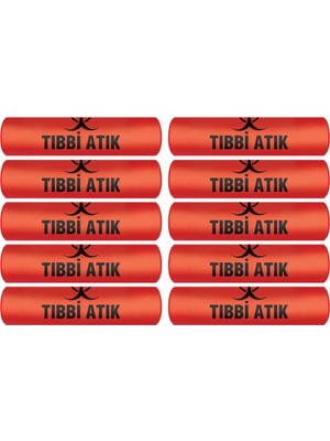 Eymar Market Tıbbi Atık Torbası Orta Boy 55X60 cm 300 gr 10 Lu Rulo x 10 Paket = 100 Adet (Kırmızı-Siyah Baskılı)