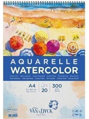 Teknopoint Van Dyck VD10011 Üstten Spiralli Suluboya Blok A4 300GR 20 Yp
