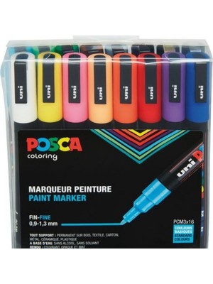 Uni Posca Marker Kalem Pc-3m (0.9-1.3mm) 16'lı Set