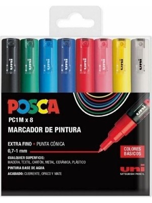 Uni Posca Marker Kalem Pc-1m Ana Renler (0.7mm) 8'li Set
