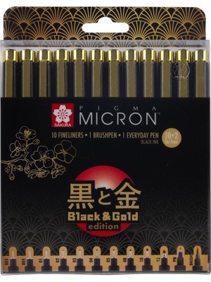 Sakura Pigma Micron Teknik Kalem Black & Gold Edıtıon Set 12'li