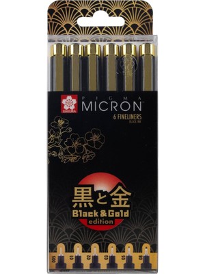 Sakura Pigma Micron Teknik Kalem Black & Gold Edıtıon Set 6'lı