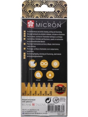 Sakura Pigma Micron Teknik Kalem Black & Gold Edıtıon Set 6'lı