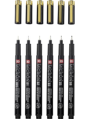 Sakura Pigma Micron Teknik Kalem Black & Gold Edıtıon Set 6'lı