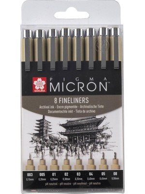 Sakura Pigma Micron Teknik Kalem Siyah Set 8'li