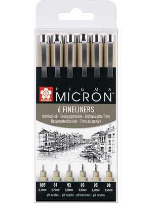 Sakura Pigma Micron Teknik Kalem Siyah Set 6'lı