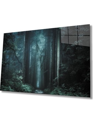 Eliza Home  Ağaçlar Yeşil Orman Cam Tablo   Trees Green Forest
